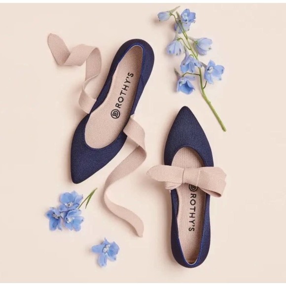 Rothy's Shoes - Rothy’s Blue Mary Jane Sapphire Bow Flats Shoes sz 6.5